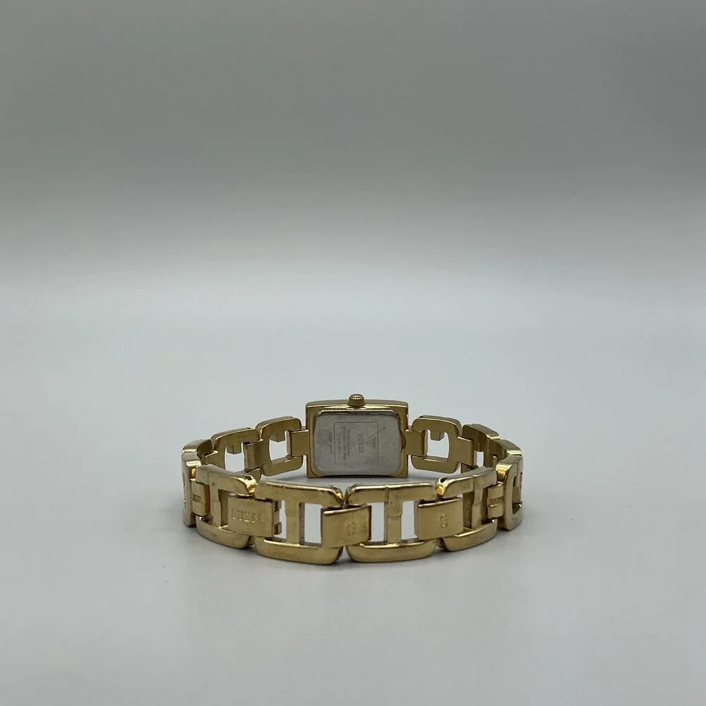 Guess L10644L1 Womens Watch 18mm Gold Tone Logo G Band New Battery 7.5